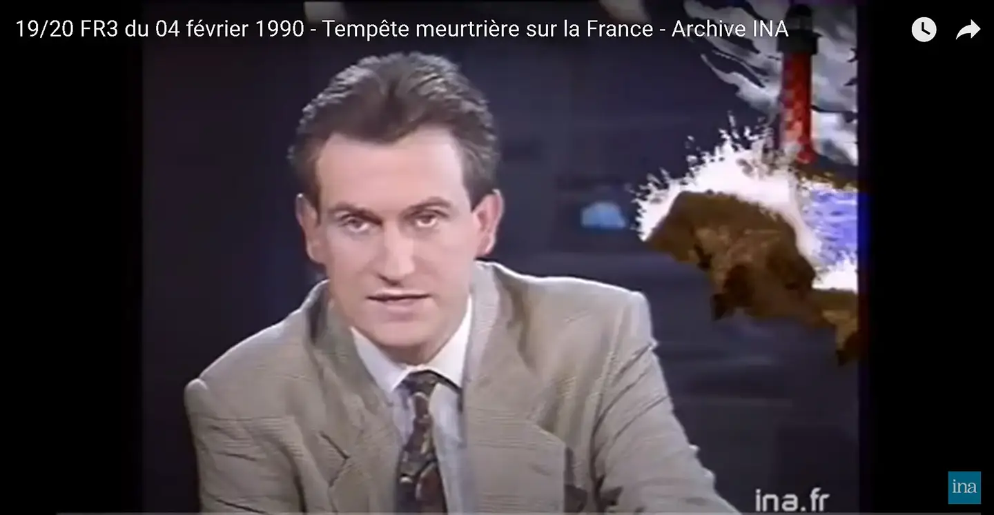 19/20 FR3 du 04 février 1990 - Tempête meurtrière sur la France - Tempête Herta - Archive INA
