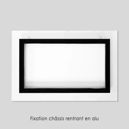 Aluminiumaufhängung für Fotodruck auf Dibond – Rückansicht des Schattenfugenrahmens