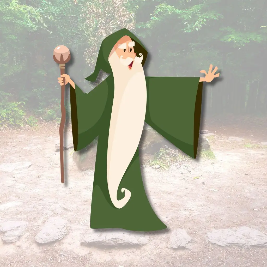 Illustration of Merlin the Magician in the Forest of Broceliande