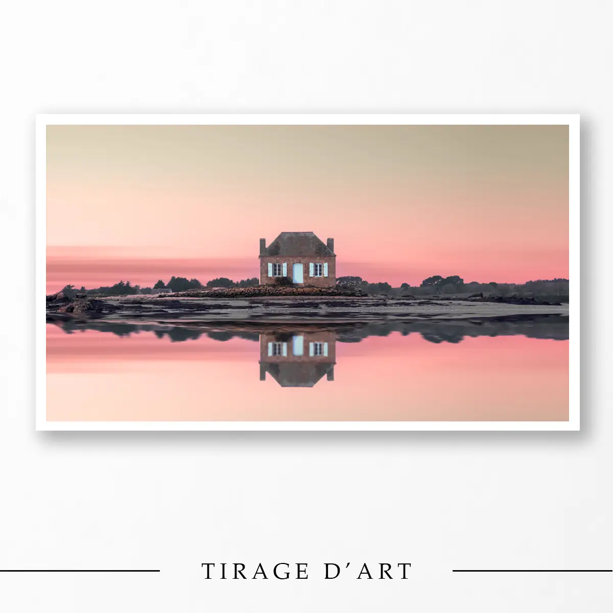 Edición limitada de impresión persianas azules casa Saint-Cado Nichtarguer rosa agua reflexión, minimalista foto arte