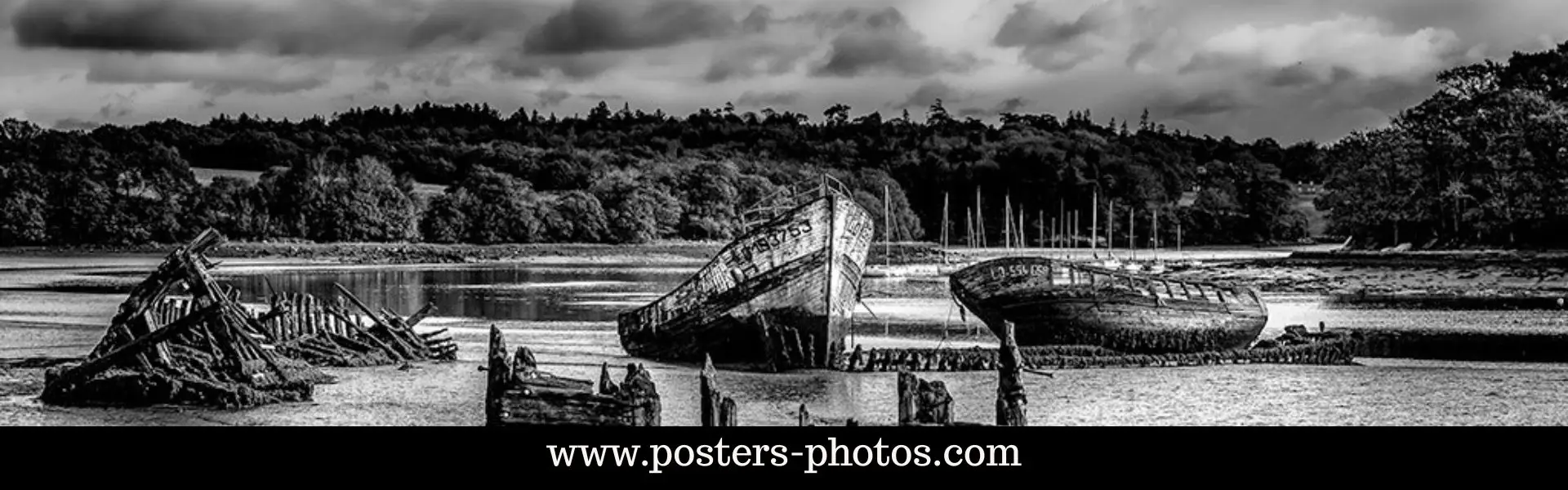 Fotografía en blanco y negro de naufragios en Bretaña que ilustra el dominio de la luz y el contraste