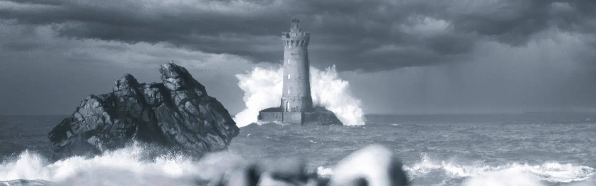 Storm over the Phare du Four – Black and White Photography, Brittany Black and white photograph of a storm over the Phare du Four, Brittany – Loïc Delplanque