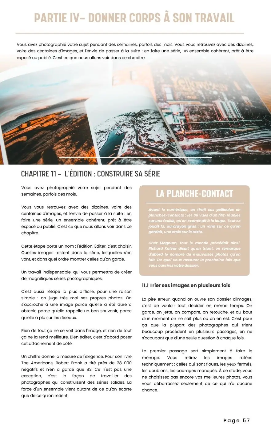 Ebook Devenir photographe d'art, partie Donner corps à son travail Guide photographie artistique : ouverture de la partie Donner corps à son travail